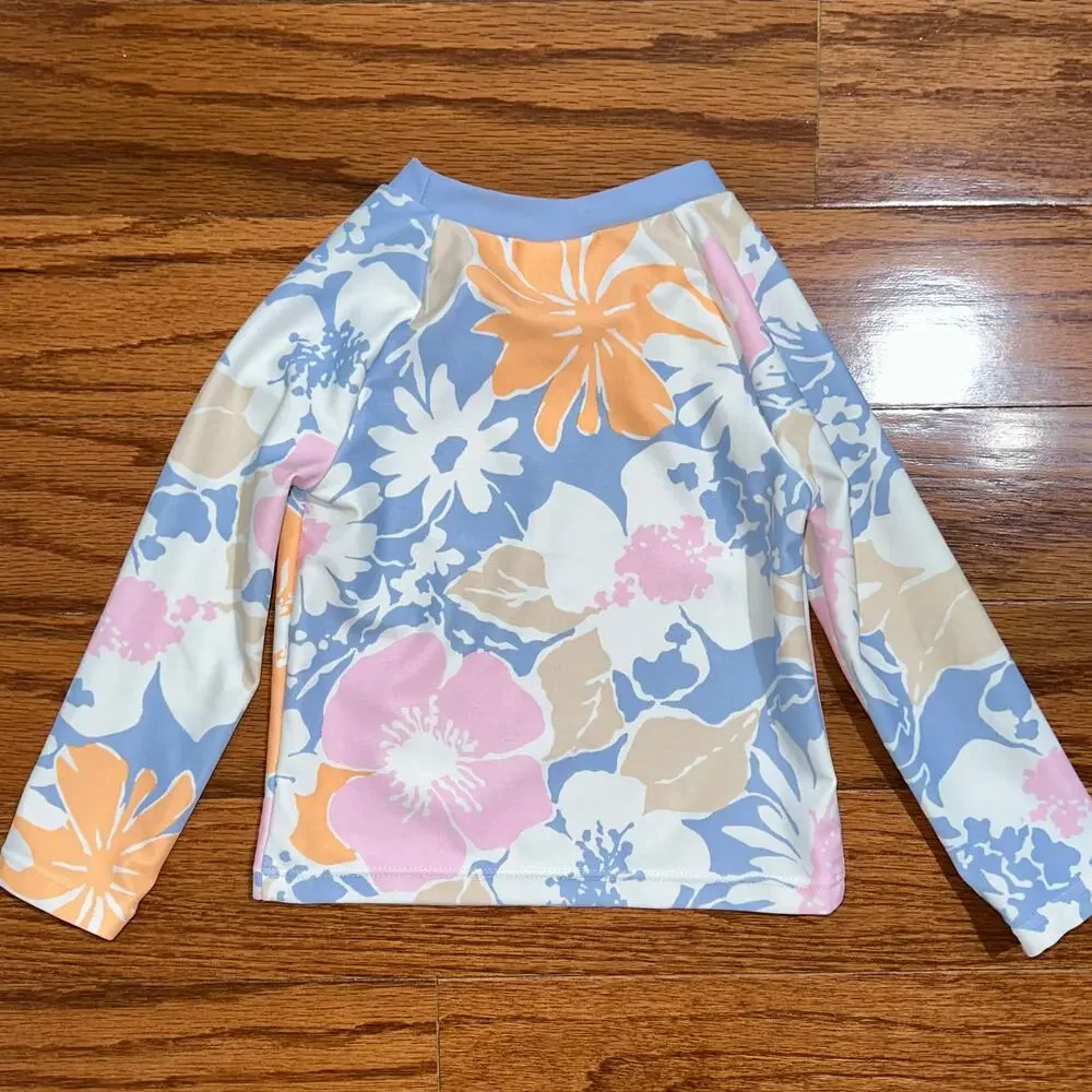 OshKosh B’Gosh Girls Floral Long Sleeve UPF 50 Swim Rash Guard Size 12M
